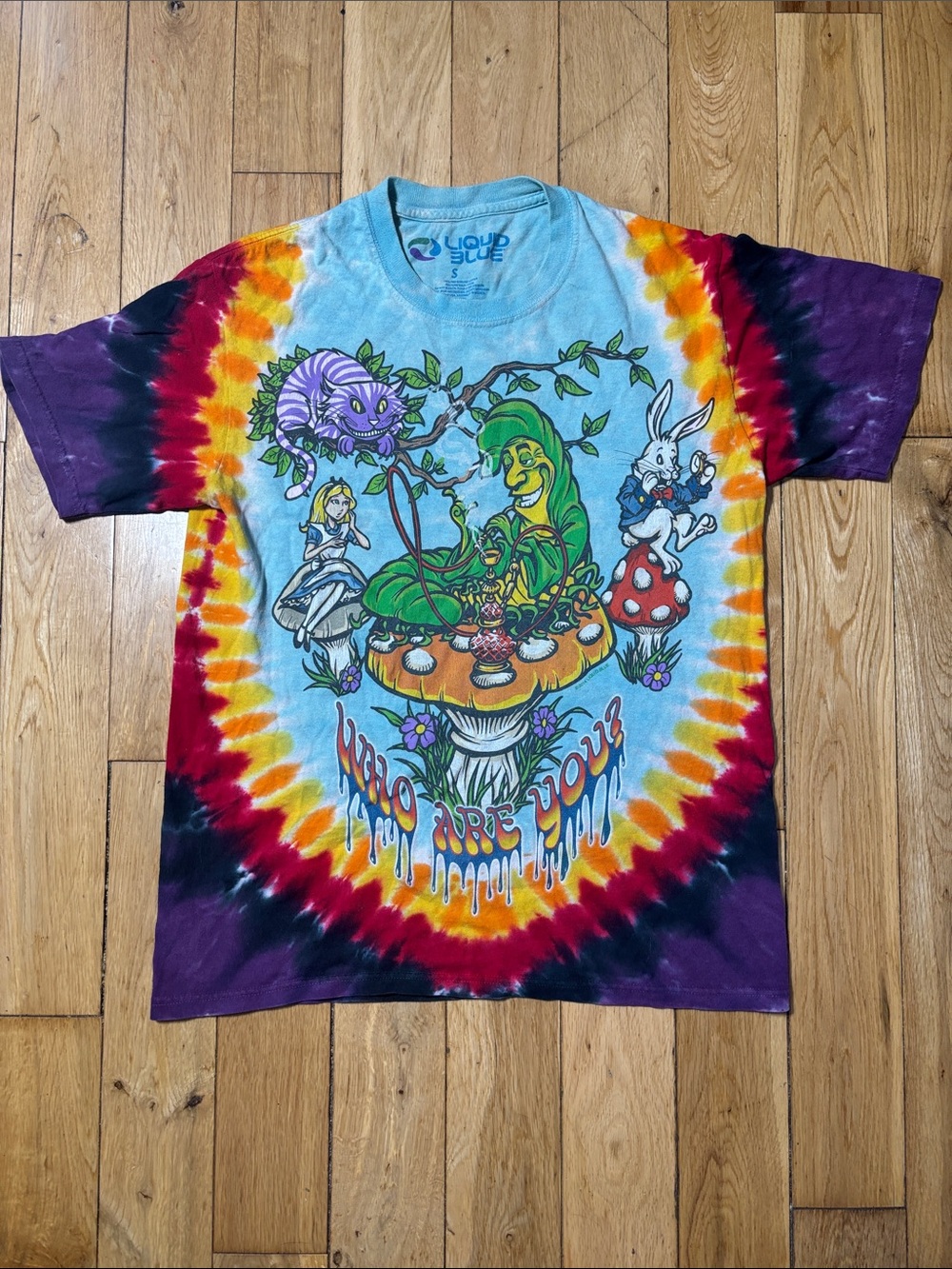 Alice in Wonderland Tie-Dye 'Who Are You?' Multi Color T-Shirt